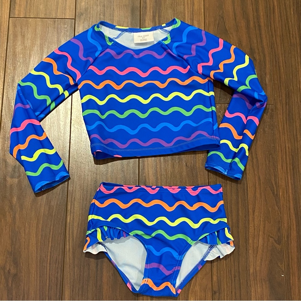 Okie Dokie blue wave Rashguard swimsuit 3T